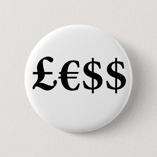 Geld is minder waard ronde button 5,7 cm (Voorkant)