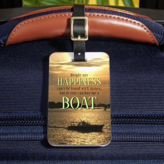 Geld kan geen geluk boat kopen op de haven bagagelabel (Voorkant Insitu 2)