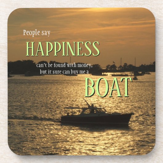 Geld kan geen geluk boat kopen op de haven bier onderzetter (Voorkant)