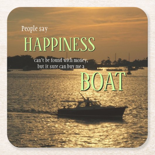 Geld kan geen geluk boat kopen op de haven kartonnen onderzetters (Voorkant)