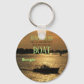 Geld kan geen geluk boat kopen op de haven sleutelhanger (Voorkant)