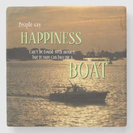 Geld kan geen geluk boat kopen op de haven stenen onderzetter