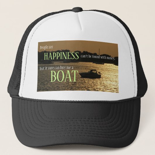 Geld kan geen geluk boat kopen op de haven trucker pet (Voorkant)