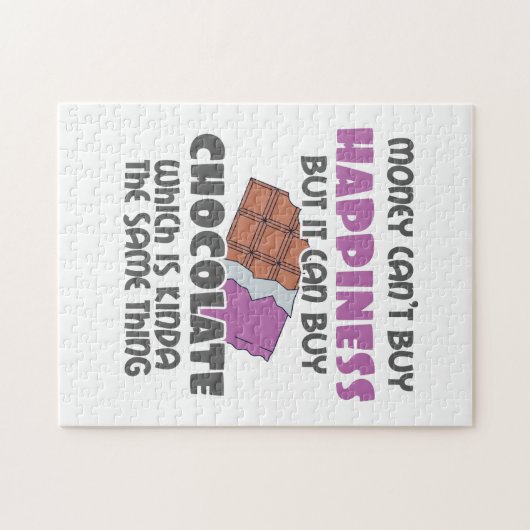 Geld kan geen geluk kopen maar wel chocolade kopen legpuzzel (Horizontaal)