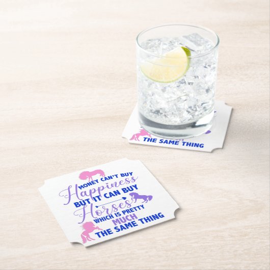 Geld kan kopen Paarden Paarse Roze Kartonnen Onderzetters (Insitu)