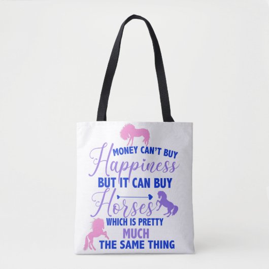 Geld kan kopen Paarden Paarse Roze Tote Bag (Voorkant)