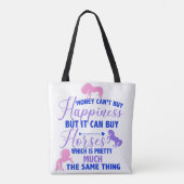 Geld kan kopen Paarden Paarse Roze Tote Bag (Achterkant)