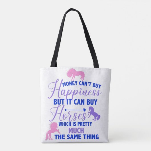 Geld kan kopen Paarden Paarse Roze Tote Bag (Achterkant)