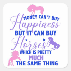 Geld kan kopen Paarden Paarse Roze Vierkante Sticker