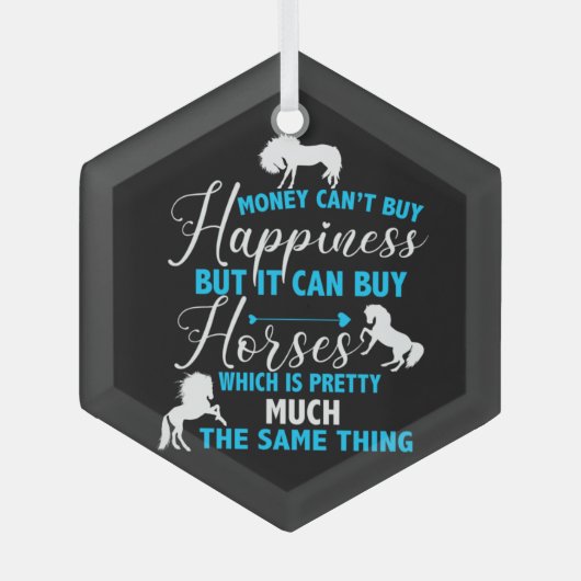 Geld kan paarden blauw kopen glas ornament (Voorkant)
