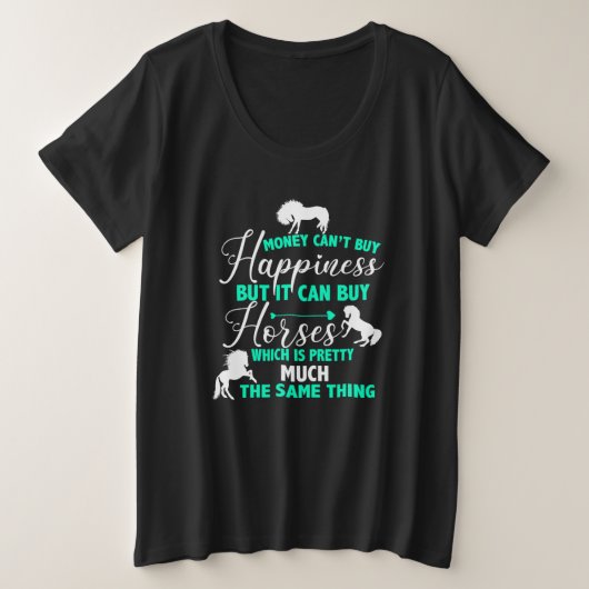 Geld kan paarden kopen Mint Green Grote Maat T-shirt (Design voorkant)