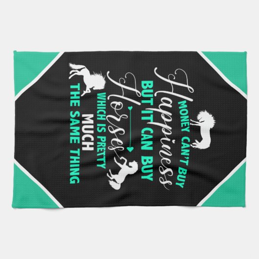 Geld kan paarden kopen Mint Green Theedoek (Horizontaal)