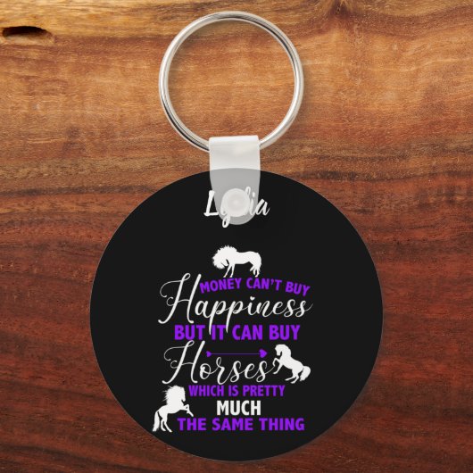Geld kan paarden Paars aanschaffen Sleutelhanger (Voorkant)