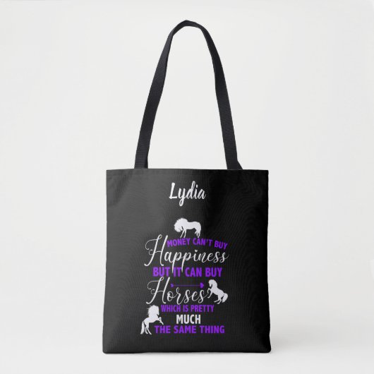 Geld kan paarden Paars aanschaffen Tote Bag (Voorkant)