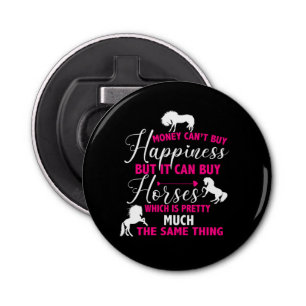 Geld kan Paarden warm roze kopen Button Flesopener