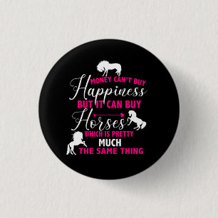Geld kan Paarden warm roze kopen   Ronde Button 3,2 Cm