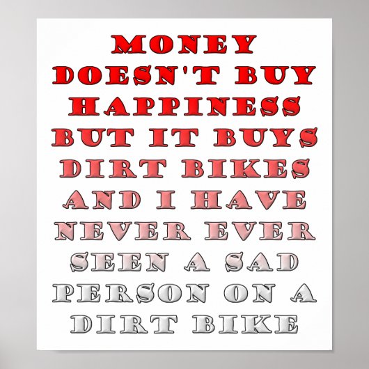 Geld Koopt Dirtbikes Grappige Poster (Voorkant)