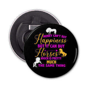 Geld koopt paarden Paars geel Button Flesopener