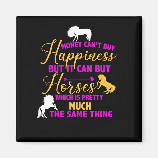 Geld koopt paarden Paars geel Magneet (Voorkant)