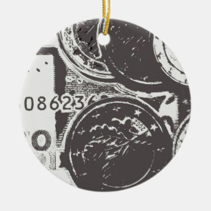 Geld laat de wereld draaien keramisch ornament