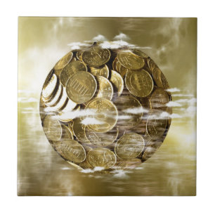 Geld laat de wereld rondgaan, geld wereld goud tegeltje