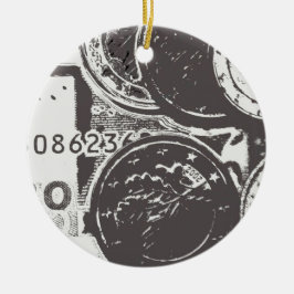 Geld maakt de wereld rond keramisch ornament