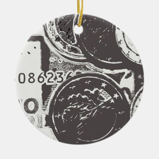 Geld maakt de wereld rond keramisch ornament (Voorkant)