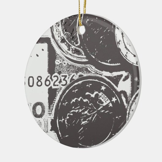 Geld maakt de wereld rond keramisch ornament (Links)