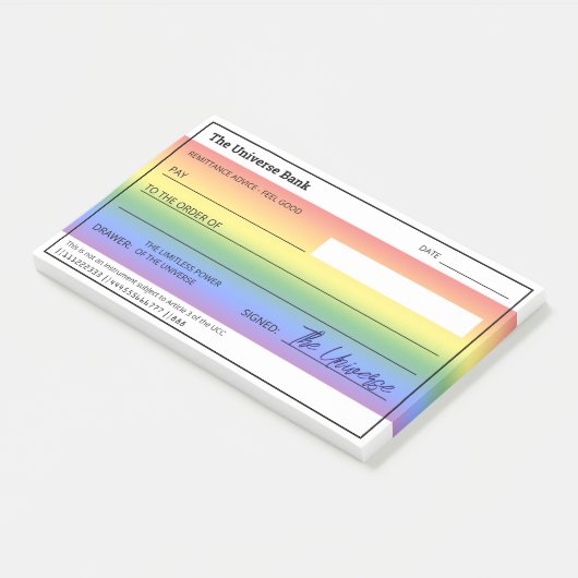 Geld Manifestatie Regenboog Blanco Check Post-it® Notes (Schuin)