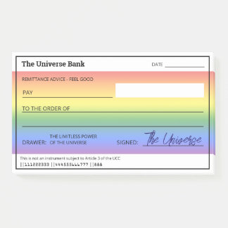 Geld Manifestatie Regenboog Blanco Check Post-it® Notes