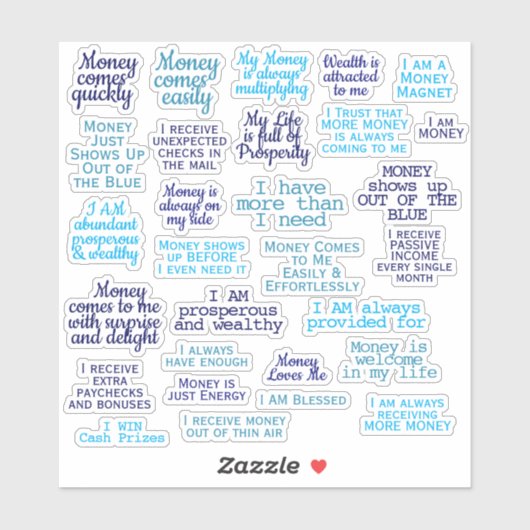 Geld Manifestatie Welvaart Manifesterende Quotes Sticker (Vel)