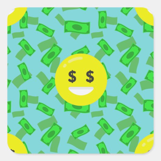 geld met emoji vierkante sticker (Voorkant)