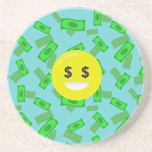 geld met emoji zandsteen onderzetter (Voorkant)