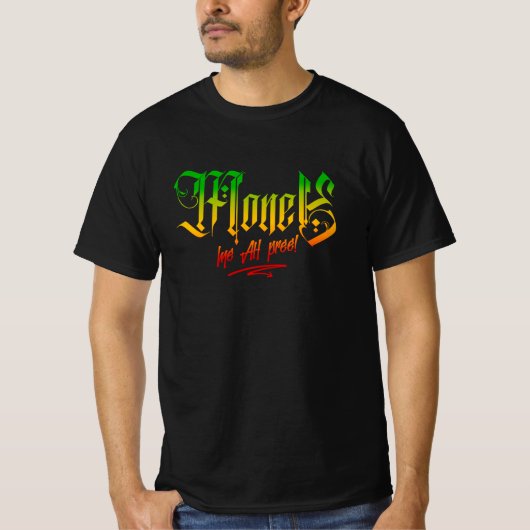 Geld Mi Ah Pree! Rasta Kleuren Reggae T-shirt (Voorkant)