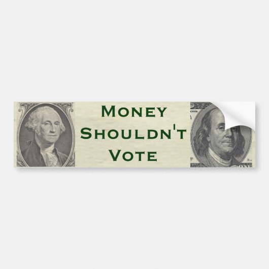 Geld moet niet stemmen bumpersticker (Voorkant)
