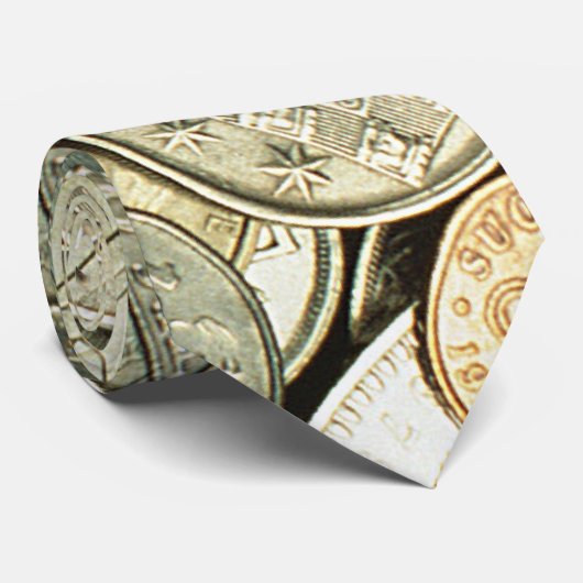 Geld: Munten (patroon) Stropdas (Opgerold)