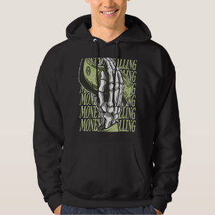 Geld noemt Dollar teken Skeleton Hand Business Hoodie