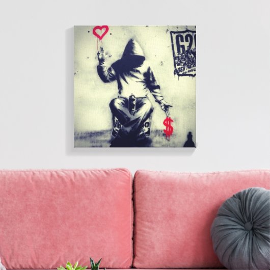 Geld of liefde Graffiti Canvas Afdruk (Insitu (Woonkamer))