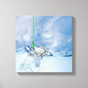 geld op vishaak canvas afdruk