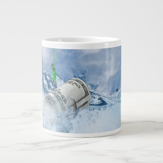 geld op vishaak grote koffiekop (Voorkant)