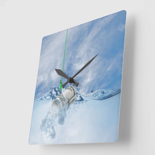 Geld op vissenhaak vierkante klok (Hoek)