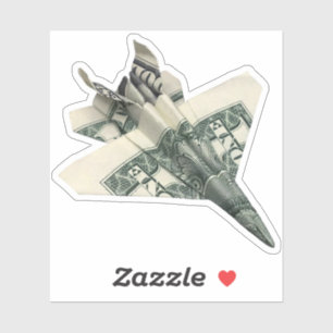 Geld Origami F-18 Straaljager Vliegtuig Sticker