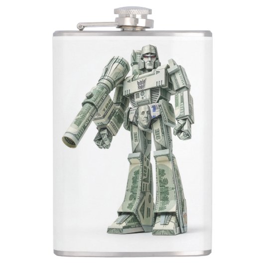 Geld Origami Mega Tron Robot Heupfles (Voorkant)