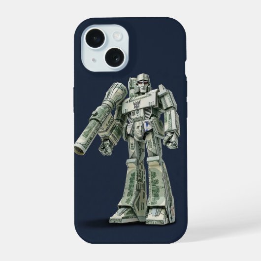 Geld Origami Mega Tron Robot iPhone 15 Case (Achterkant)