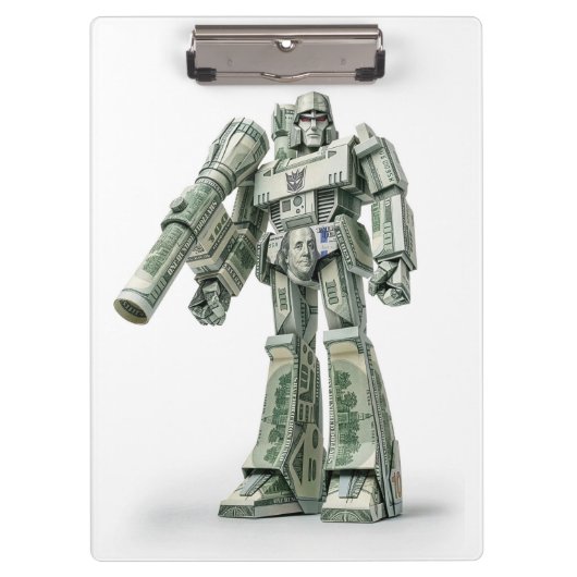 Geld Origami Mega Tron Robot Klembord (Voorkant)