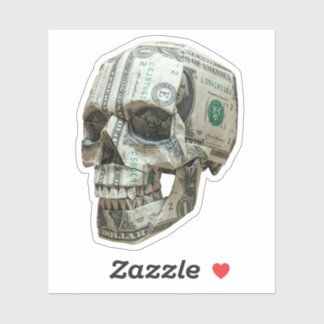 Geld Origami Menselijke Schedel Sticker