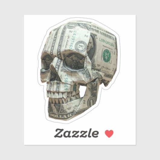 Geld Origami Menselijke Schedel Sticker (Vel)