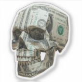 Geld Origami Menselijke Schedel Sticker (Voorkant)