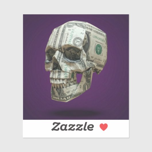 Geld Origami Menselijke Schedel Sticker (Vel)