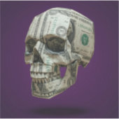 Geld Origami Menselijke Schedel Sticker (Voorkant)